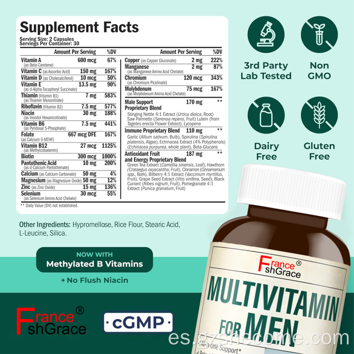 Shecome Cápsulas multivitamínicas para hombres Energía Salud de la próstata
